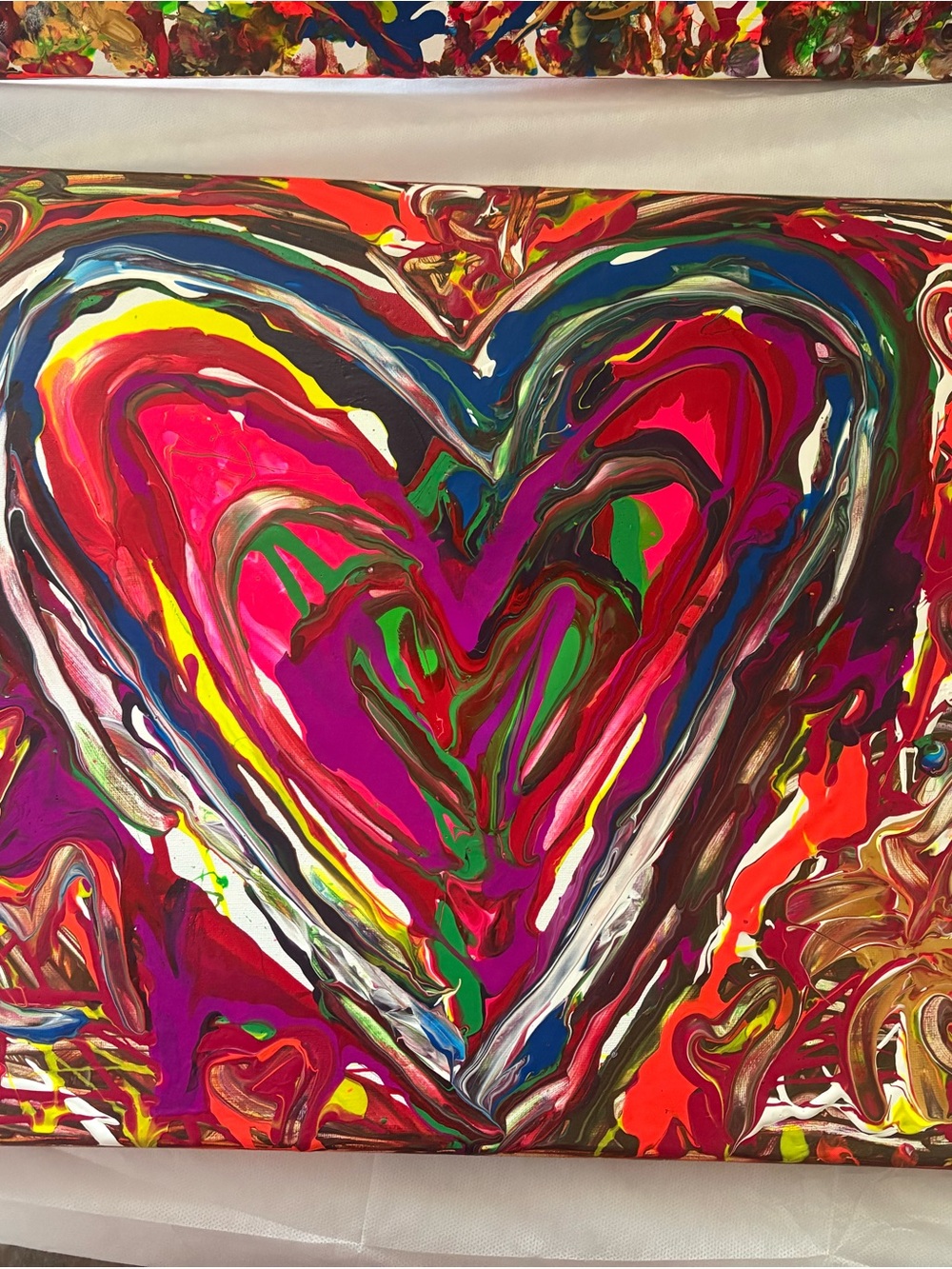 Vibrant Multicolor Heart Abstract Canvas Art